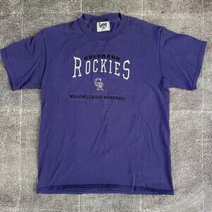 Men's Vintage 90's Lee Sport MLB Colorado Rockies Purple Silver T Shirt Tee Sz M
